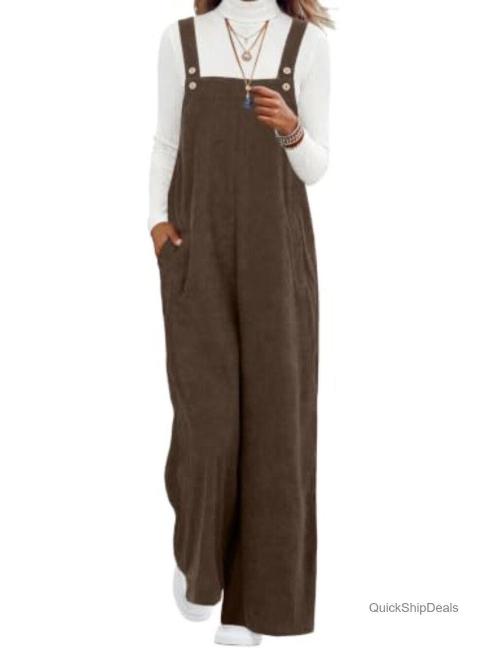 Women Casual Corduroy Jumpsuit Wide Leg Romper Fall
